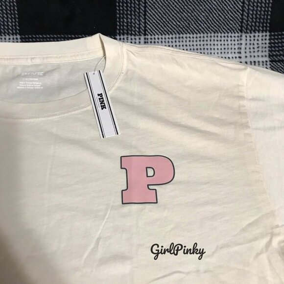 VS PINK shorts OUTFIT & TEE LIMITED EDITION CHALK ROSE/WHITE SHELL ALL SIZES - Picture 3 of 7